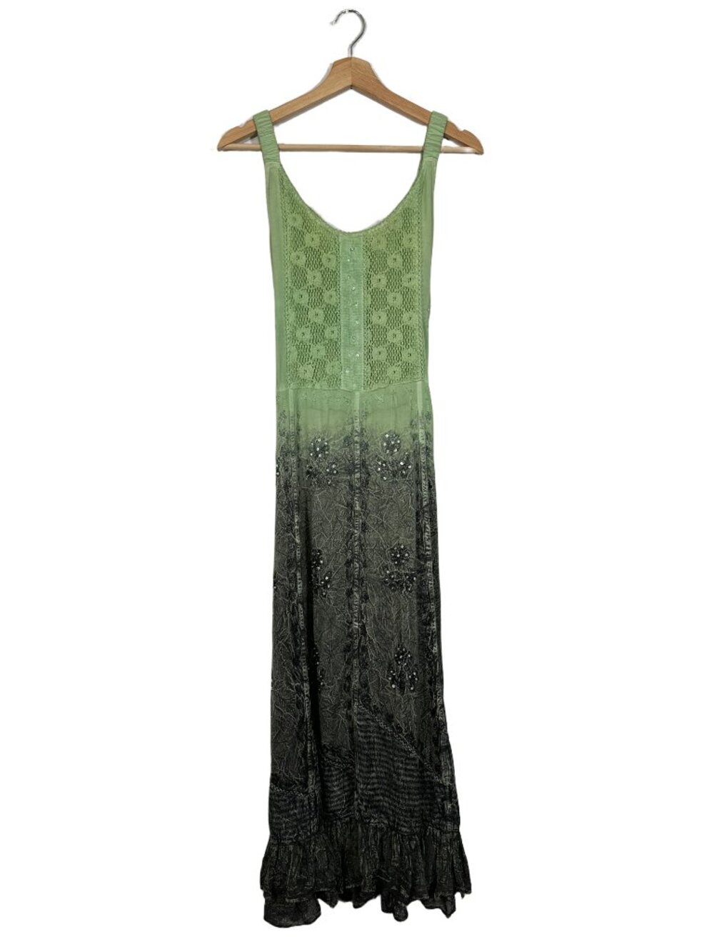 Shoreline Embroidered Maxi Dress Beaded One Size Boho Festival Grunge Tie Dye